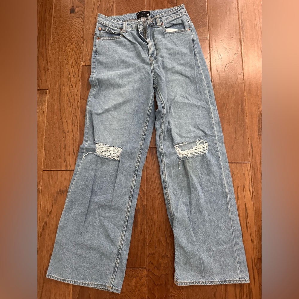 asos wide leg Blue Distressed Women Jeans